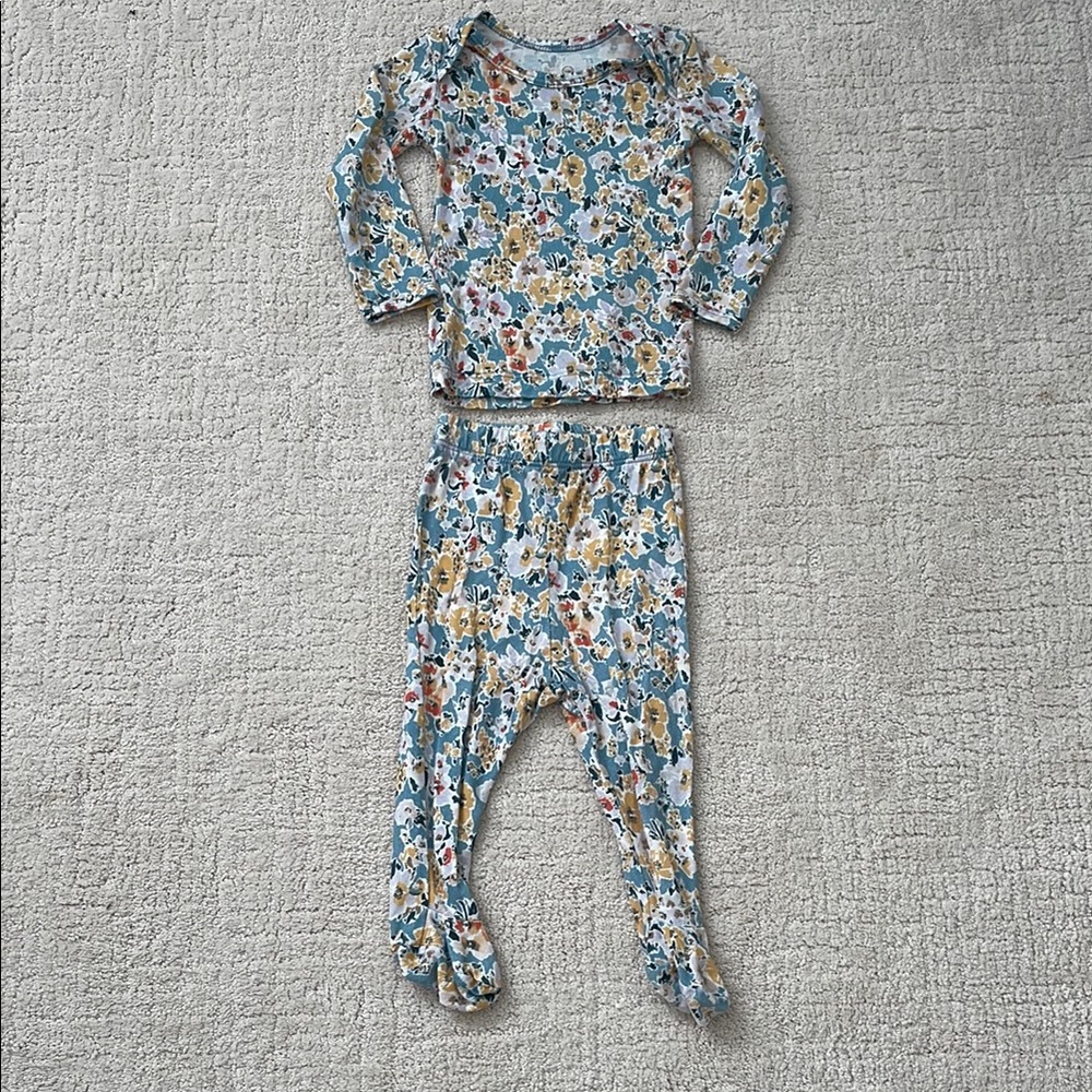 Floral Kids Pajamas - Blue and Yellow